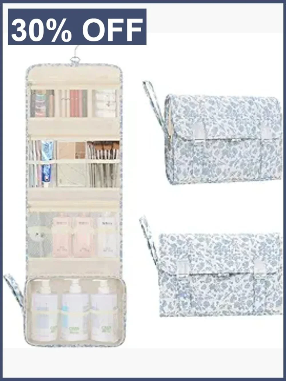 Large Capacity Hanging Toiletry Bag with Hook, Travel Makeup Cosmetic